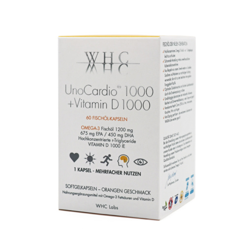 UnoCardio 1000 + Vitamin D 1000 - 1200mg Omega-3 Kapseln hochdosiert